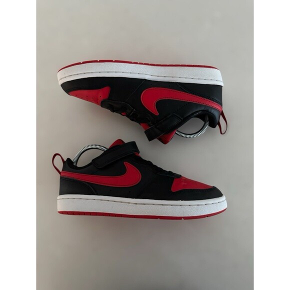 Nike Court Borough Low 2 "Bred" Boys Size 3Y Black Red Shoes BQ5451-007 - Picture 5 of 8